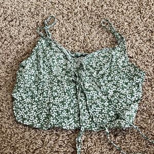 Pacsun floral tie-front top